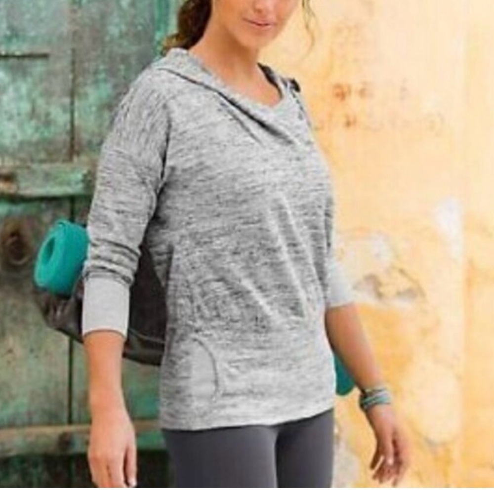 Athleta Womens Size L Batwing and Robin‎ Hoodie Gray Marled Stretch